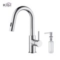 Kibi Circular Single Handle Pull Down Kitchen & Bar Sink Faucet with Soap Dispenser C-KKF2011CH-KSD100CH